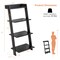 Costway 4-Tier Ladder Shelf Leaning Bookshelf withAnti-falling Baffle Wood Bookcase Black/White